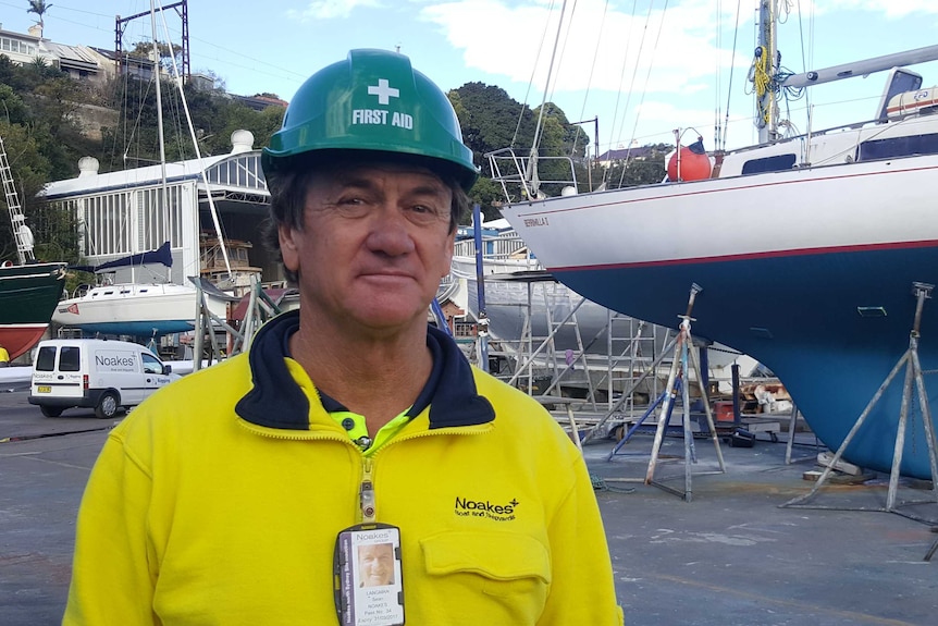 Sean Langman in the boatyard at Noakes