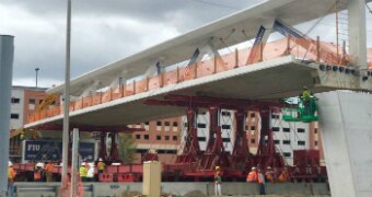 The pedestrian bridge at Florida International University, as it was being built.