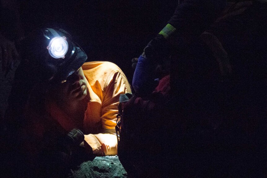 The Northern Star Resources first aid team examines a casualty during a simulated rock face collapse.