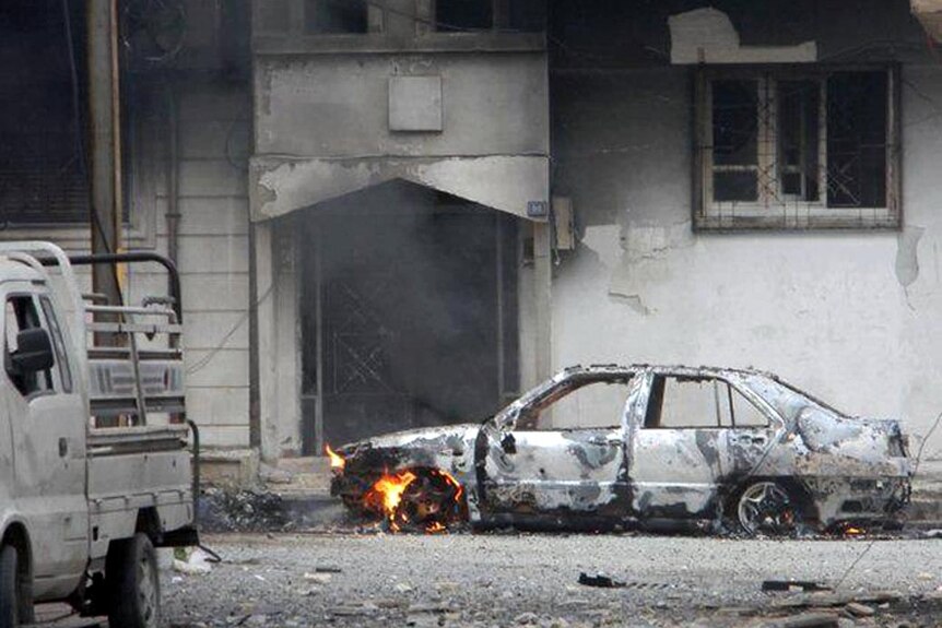 Destruction in the Syrian city of Homs.
