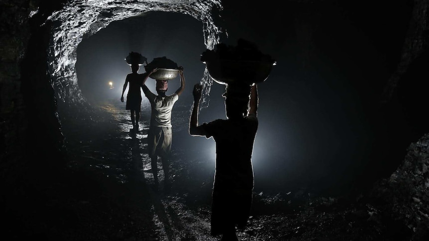 An illegal underground coal mine in eastern India.