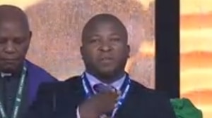 Fake interpreter Thamsanqa Jantjie at Nelson Mandela's memorial.