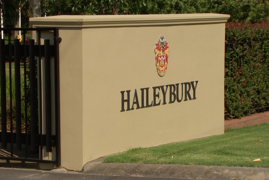 A sign at Haileybury College.
