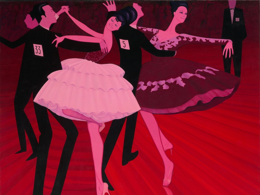 A painting depicting ballroom dancing.
