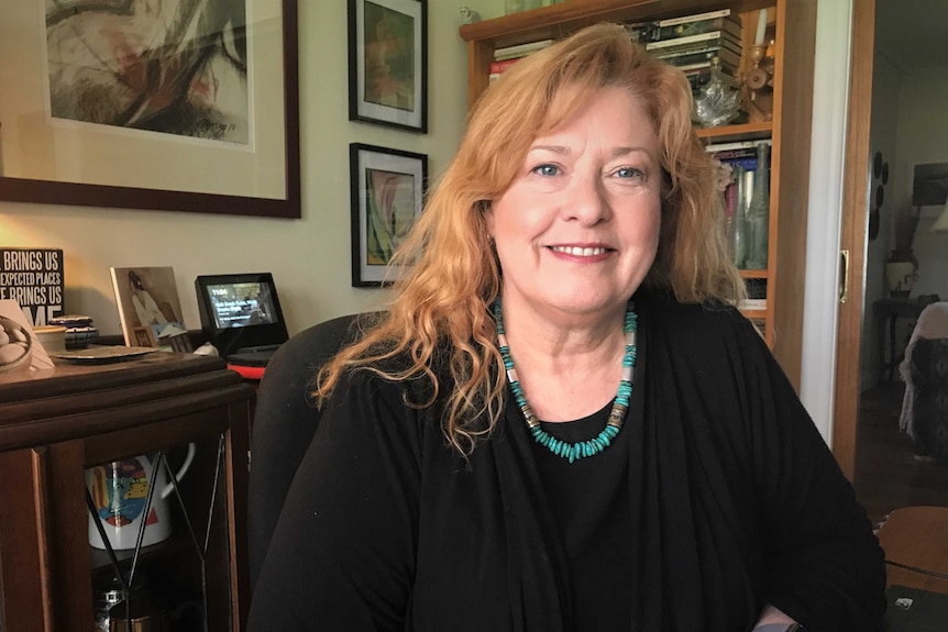 Jo Stewart-Rattray sit at her desk in her home office in the Clare Valley.