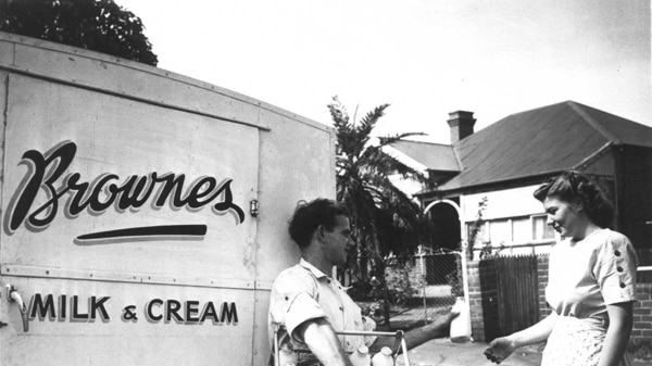 A historical image of a Brownes milk delivery in the City of Vincent.