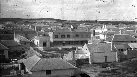 Looking across Fremantle to the prison, c1870.