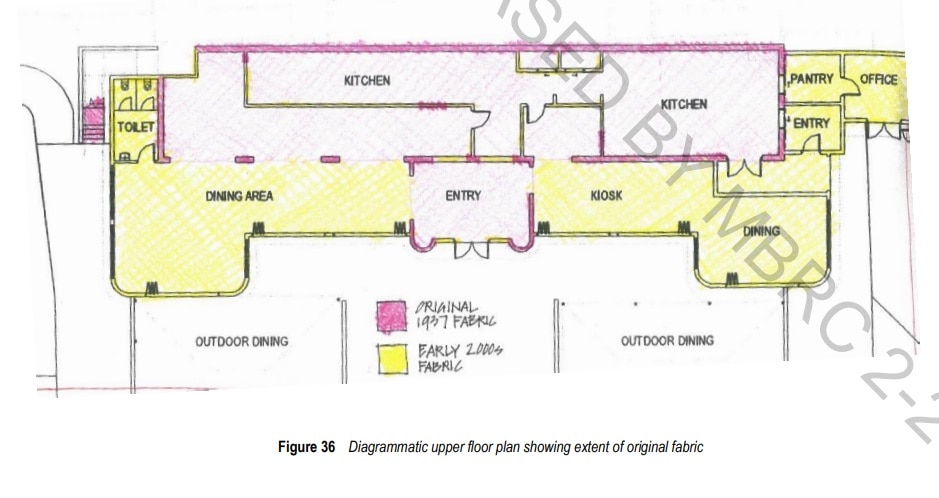 Architect drawing of upper floor plan for Suttons Beach Pavilion