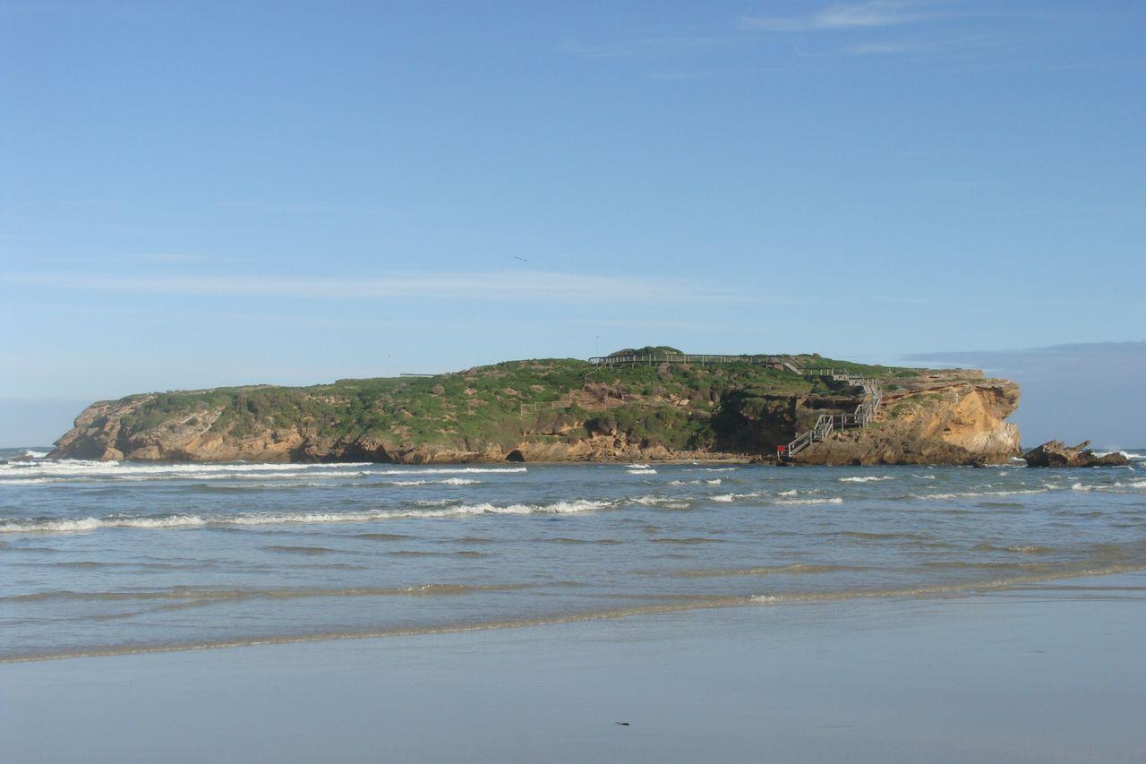 Ocean with an island near the shore