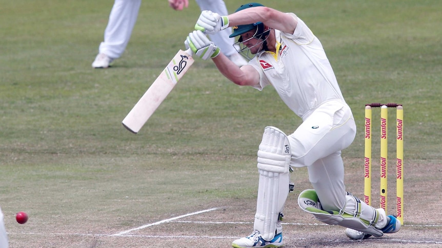 Australia's Cameron Bancroft plays a shot.