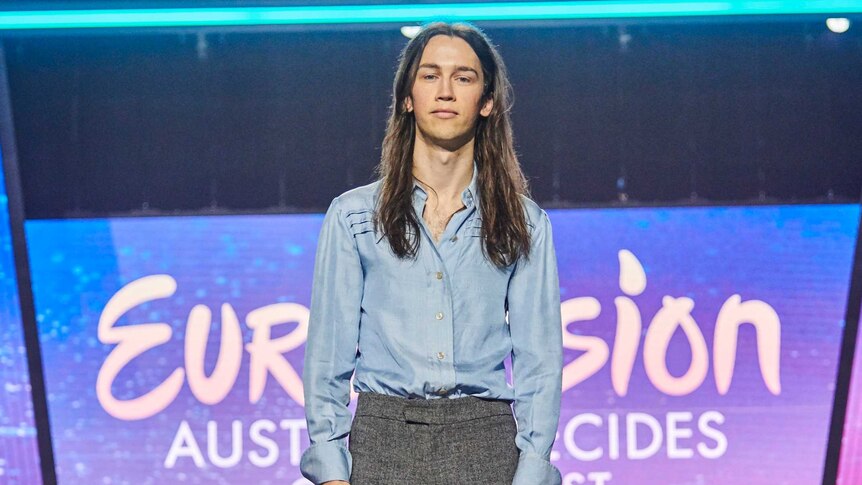 Didirri on stage at Eurovision Australia Decides.