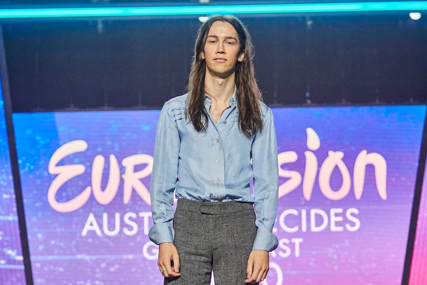 Didirri on stage at Eurovision Australia Decides.
