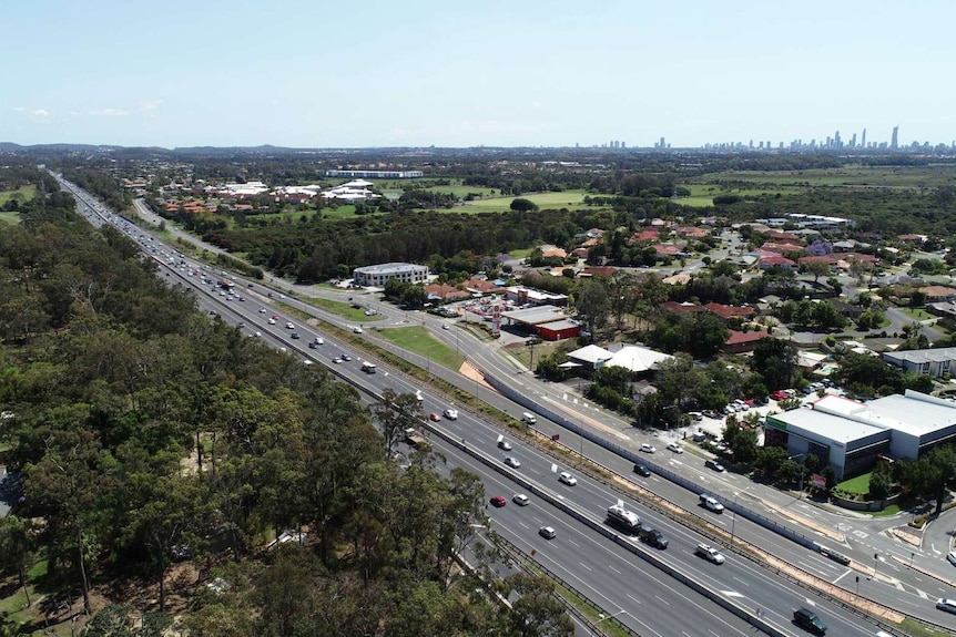 Aerial shot of a highway.