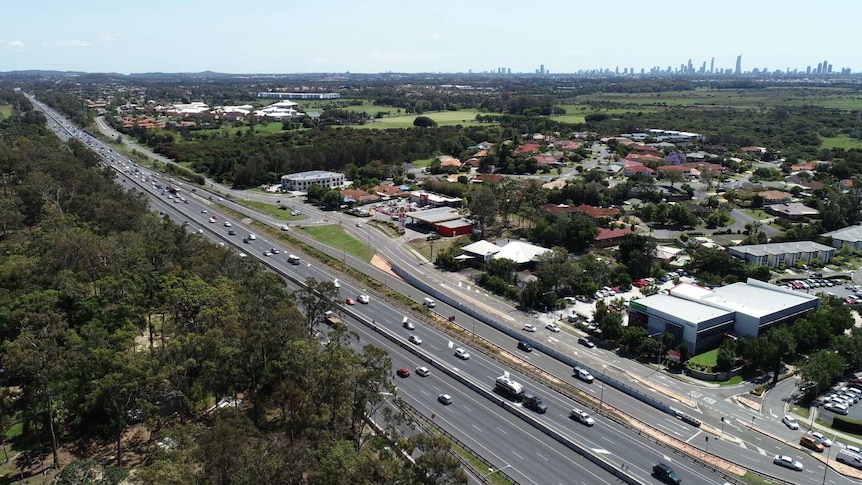 Aerial shot of a highway.