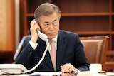 South Korean President Moon Jae-in talks on phone with Japanese Prime Minister Shinzo Abe.