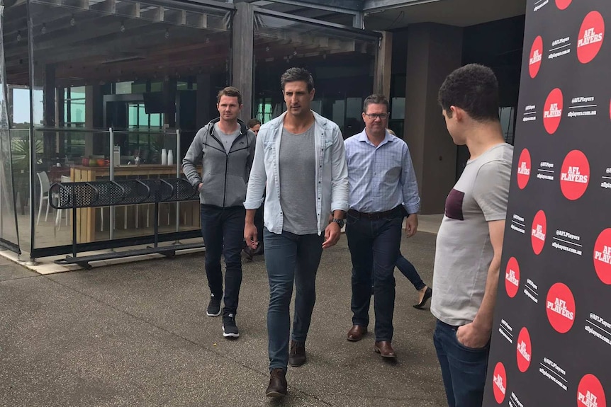 Players Association representatives Patrick Dangerfield, Matthew Pavlich and Paul Marsh (left to right).