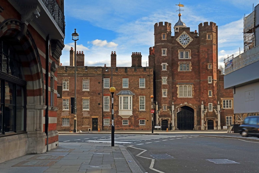 St James's Palace pictured against a blue London sky.