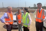 Deputy PM Michael McCormack, Qld MPs Shannon Fentiman and Mark Bailey, and Qld Premier Annastacia Palaszczuk share a laugh