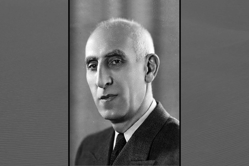 A portrait photo of Mohammad Mossadeq