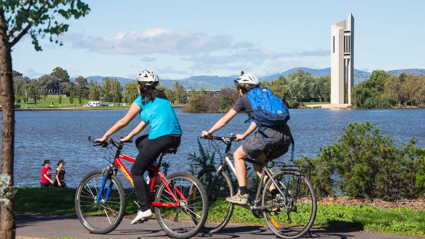 Exercising near Lake Burley Griffin.