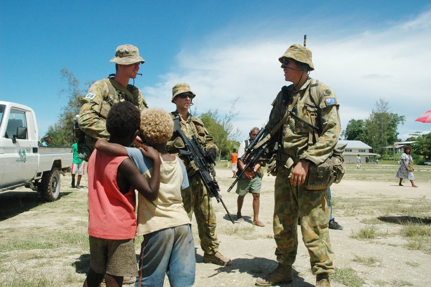 RAMSI soldiers patrol Auki