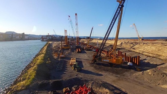 Birth at Port Kembla harbour has been cleared by cranes and heavy machinery