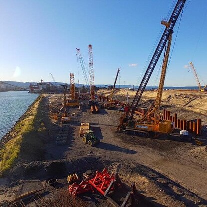 Birth at Port Kembla harbour has been cleared by cranes and heavy machinery