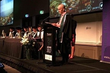 Matthew Ball accepting 2017 Mental Health Nurse of the Year award