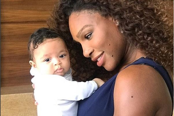 Serena Williams pictured with her daughter Olympia in 2017.