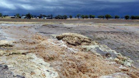 Water flows after a storm in Cunderdin