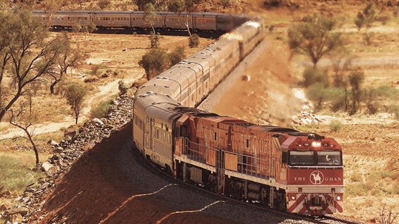 The Ghan making its way from Adelaide to Darwin.