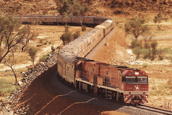 The Ghan making its way from Adelaide to Darwin.