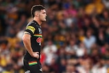 Nathan Cleary stands with his hands on his hips