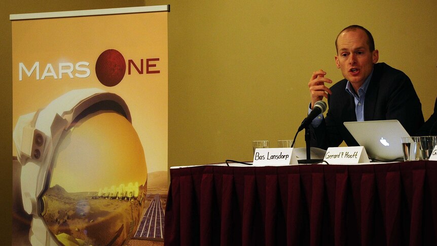 Mars One CEO Bas Lansdorp announces the launch of astronaut selection for a Mars space mission project, on April 22, 2013.