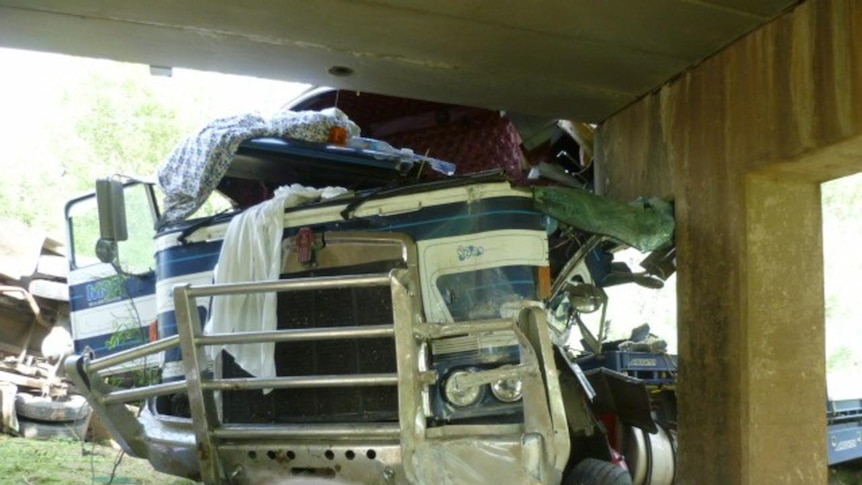 A semi trailer crashed into a bridge near Dingo