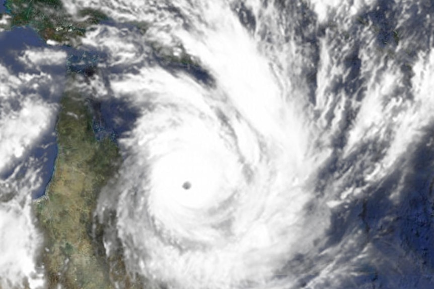 Tropical Cyclone Yasi crosses the north Queensland coast on February 3.