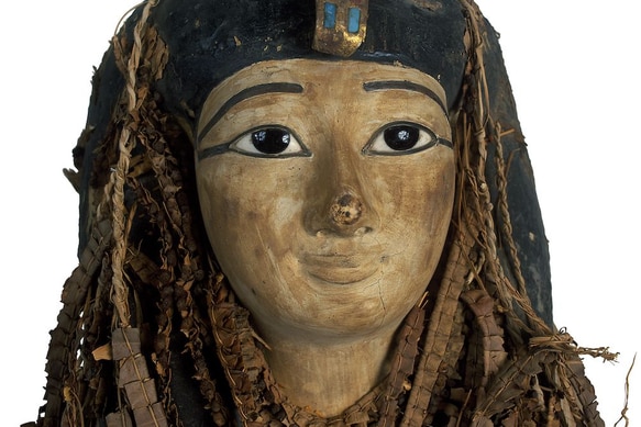 A facial mask of an ancient Egyptian mummy 