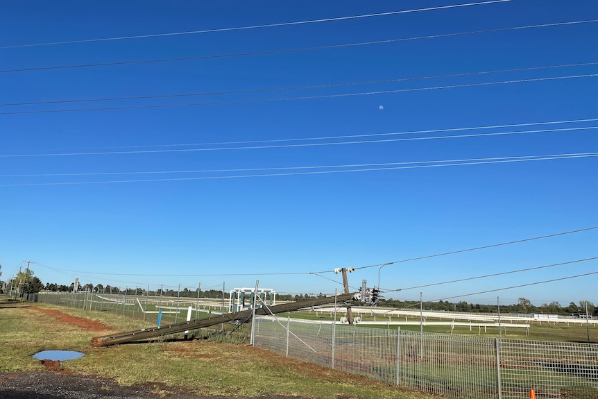 Power pole lying on its side