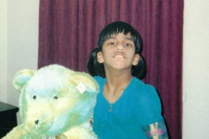 Jerusha Mather with teddy bear