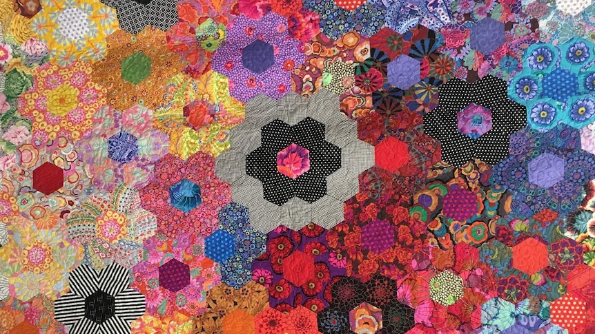 Very colourful patchwork quilt