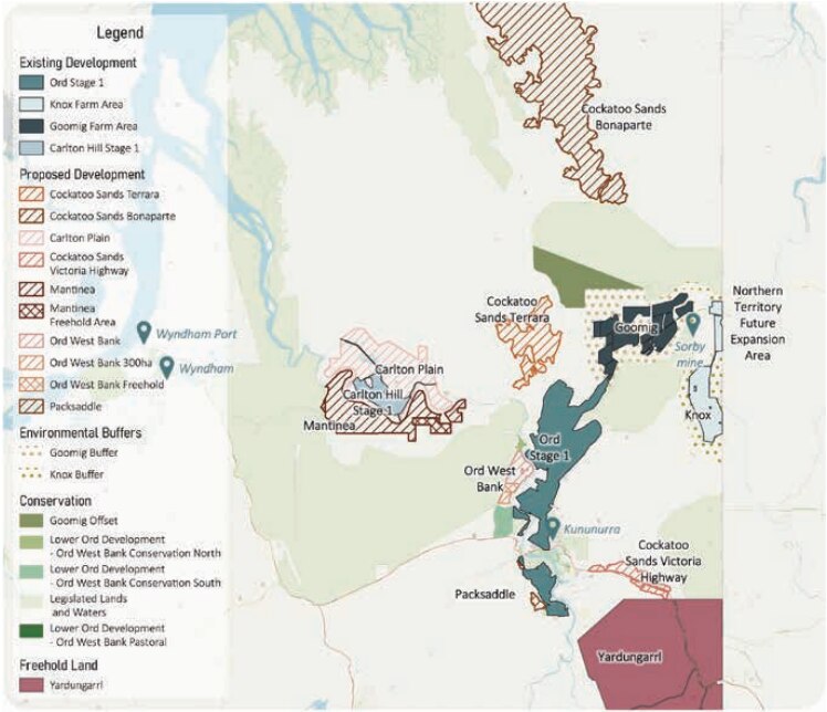 A map showing the areas to be developed