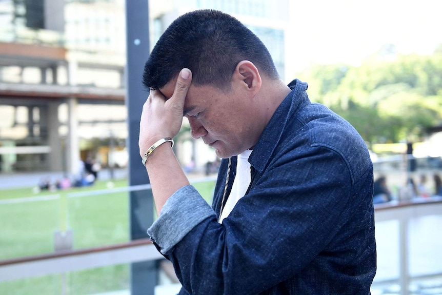 Marshall Aguilor outside the Brisbane Magistrates Court