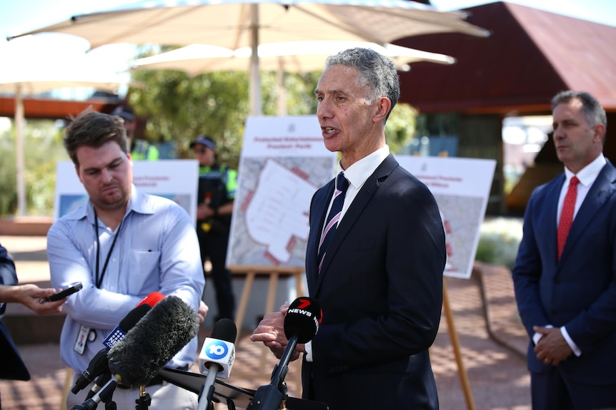 WA Minister Tony Buti speaking at a press conference.