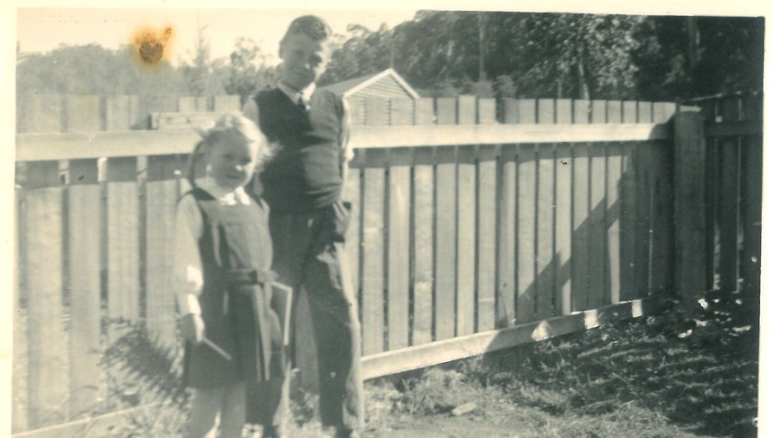 From left, Beth Rowley and her brother Bob on the first day of school