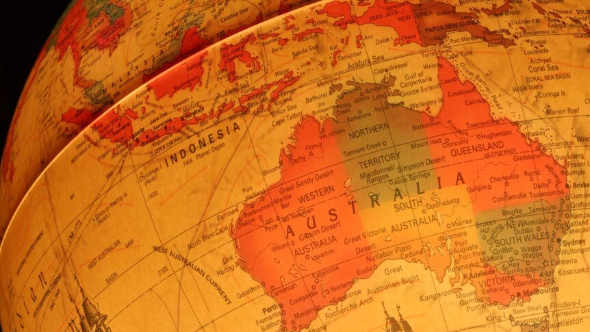 Australia lit up on globe