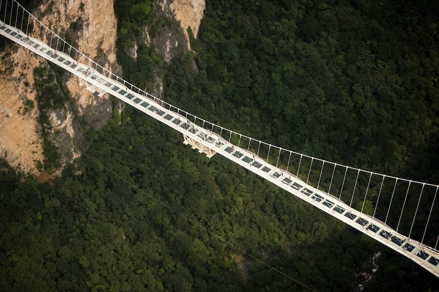 The world's highest and longest glass-bottomed bridge.