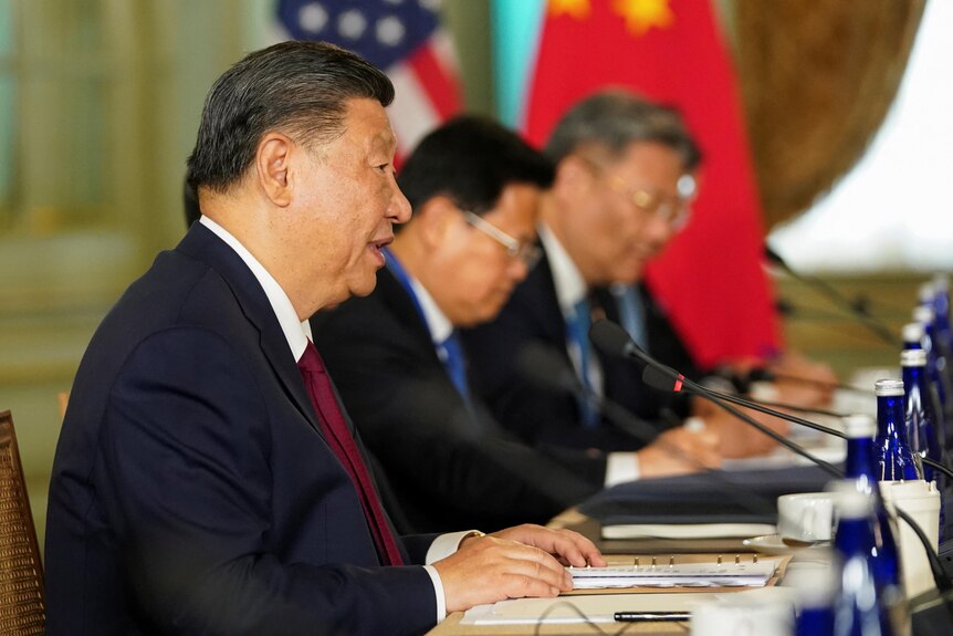 习近平在中美元首一年来的会晤中发言。