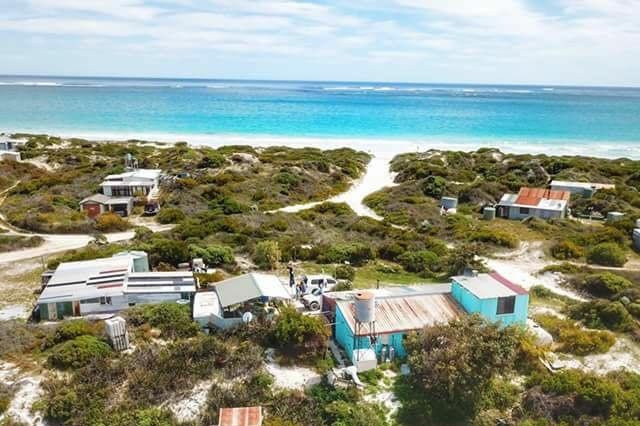 aerial shot of wedge island settlement