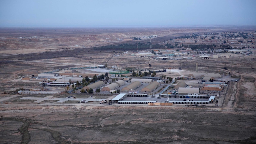 An aerial shot of the Al-Assad airbase.