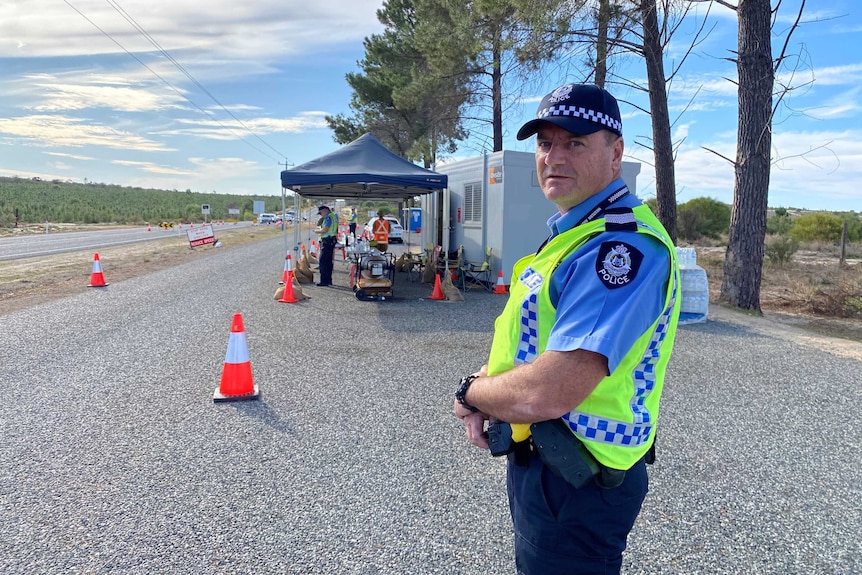 Police road block on country highway in WA